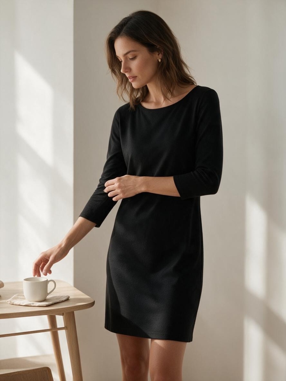 Old Navy Black Three-Quarter Sleeve Mini Dress